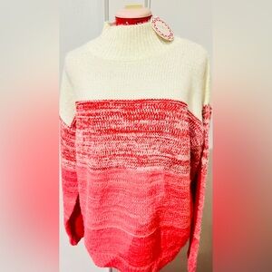 New with Tags Umgee Women's Pink & Red Sweater Color Block Oversize Large